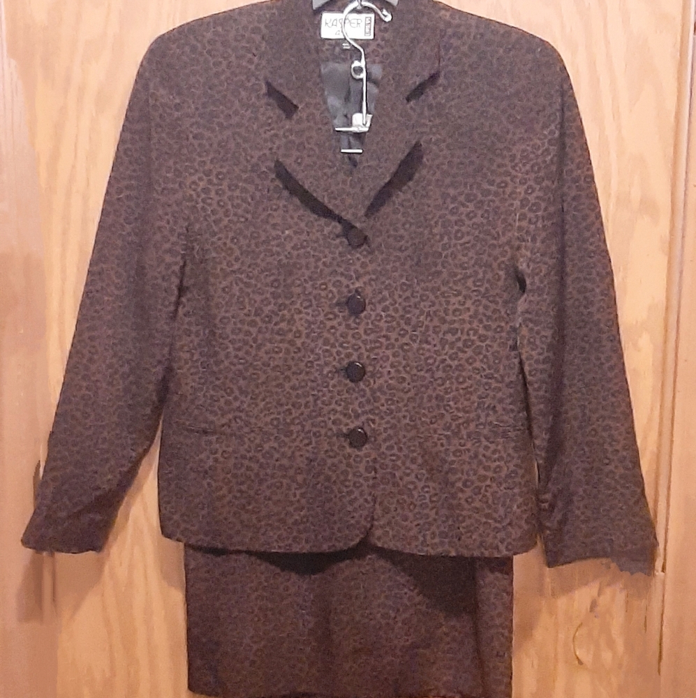 Kasper ASL Dress Brown Cheetah print jacket